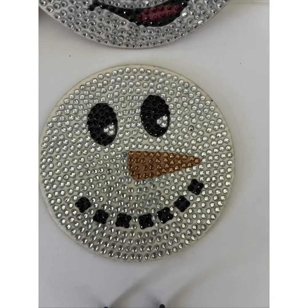 Handmade Diamond Dot Snowman Coaster Set Of 8